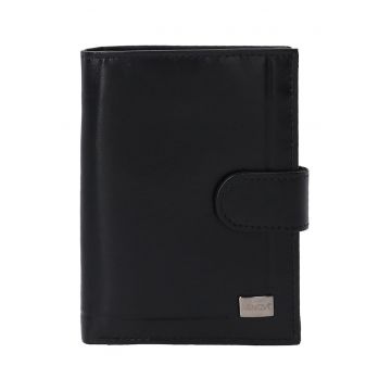 Portofel barbati -  piele naturala - negru - 9.5x13x2.5cm