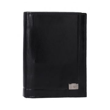 Portofel barbati - piele naturala - negru - 9.5x13x2.5cm Portofel barbati - piele naturala - negru - 9.5x13x2.5cm