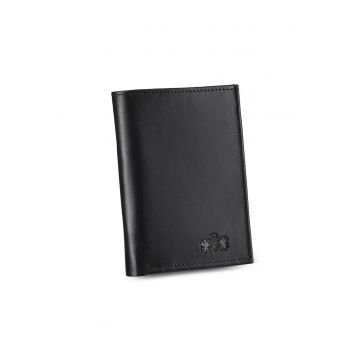 Portofel barbati - ® - ZG-N051-W - Sienna - Piele naturala - 12 x 8.6 x 1.5 cm - Negru