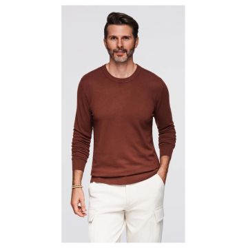 Pulover cu guler rotund din tricot elastic cu tesatura clasica  OM-SWSW-0183