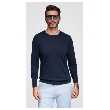 Pulover cu guler rotund din tricot elastic cu tesatura clasica  OM-SWSW-0183