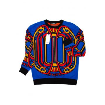 Pulover cu print abstract -