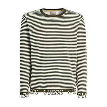 Pulover regular fit cu logo si dungi -