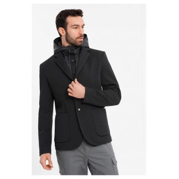 Sacou cu guler inalt si gluga  OM-BLZB-0133