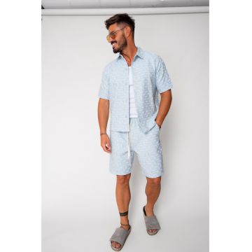 Set camasa si pantalon scurt din denim Blue/Beige 17260