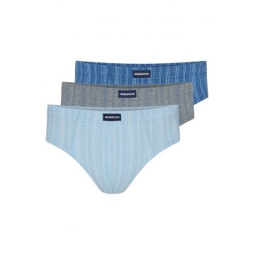 Set slip barbati  3 perechi - albastru - gri - bumbac - croiala regular fit