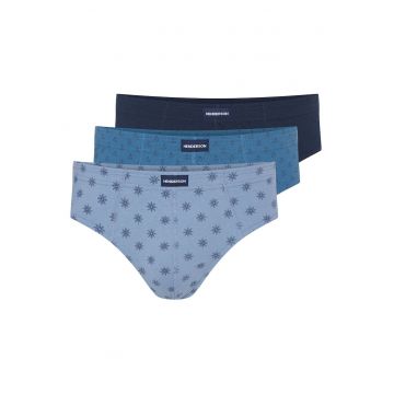 Set slipuri barbati  3 perechi - albastru - bumbac - croiala regular fit