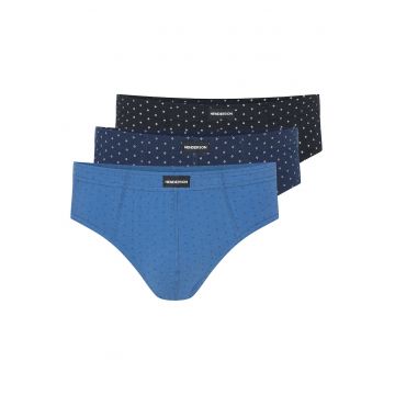 Slipi barbati  set 3 perechi - albastru - gri - bumbac - croiala regular fit