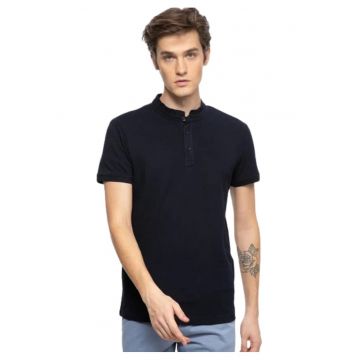 Tricou cu guler Henley