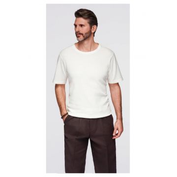 Tricou cu textura tip waffle si decolteu rotund  OM-TSCT-0197