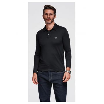Tricou polo cu maneci lungi cu nasturi eleganti cu logo-ul marcii  OM-POLS-0139
