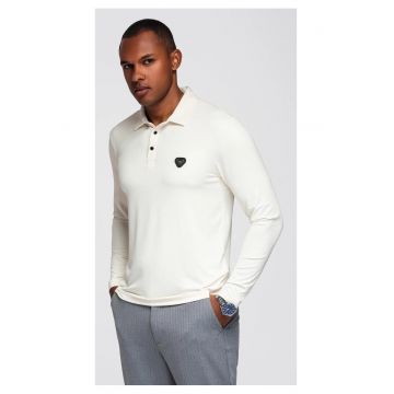 Tricou polo cu maneci lungi cu nasturi eleganti cu logo-ul marcii  OM-POLS-0139