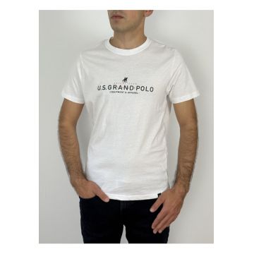 U.S. Grand POLO Tricou barbati cu imprimeu text - Regular fit - Alb