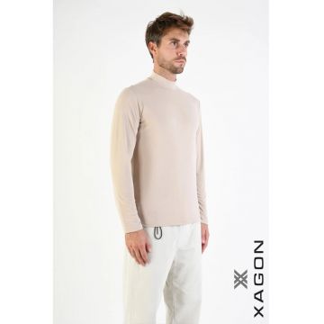 Bluză cu guler înalt bărbătească cu design minimalist și croială slim fit