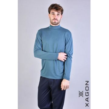 Bluză cu guler înalt bărbătească cu design minimalist și croială slim fit
