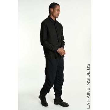 Cămașă cu trei rânduri de nasturi pe partea frontală - Negru