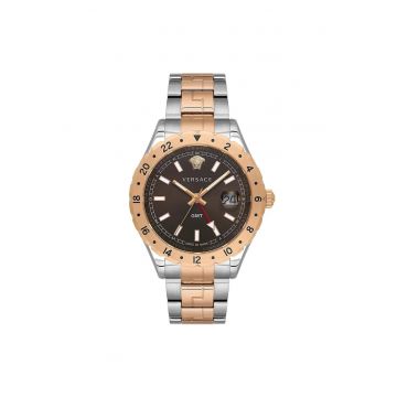 Ceas barbatesc  model V11040015 - 42mm - curea metalizata aurie - cadran maro