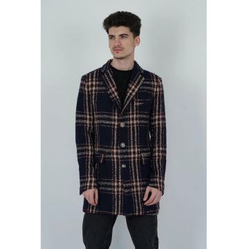 Palton regular fit cu imprimeu tartan