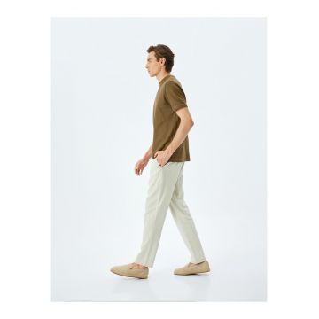 Pantaloni chino din amestec de in
