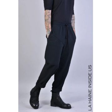 -Pantaloni drepți cu elastic și șnur în talie