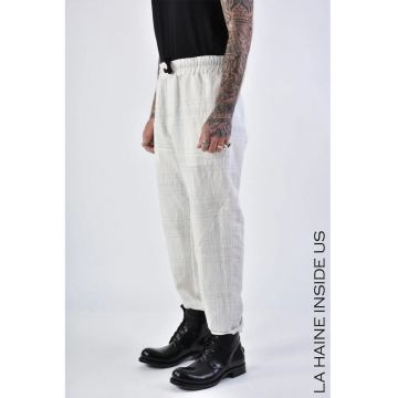 -Pantaloni regular fit cu imprimeu în dungi și elastic în talie