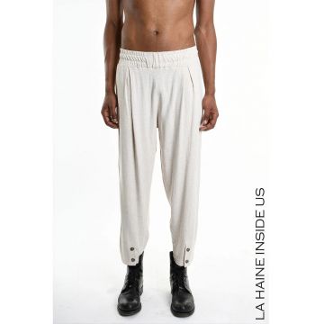 -Pantaloni regular fit cu nasturi la gleznă