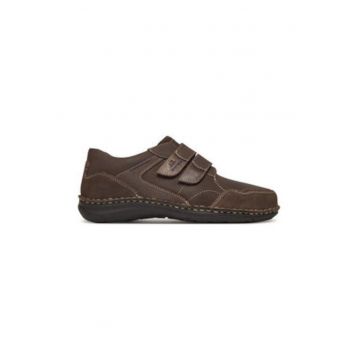 Pantofi barbatesti -  piele naturala - maro - inchidere cu velcro
