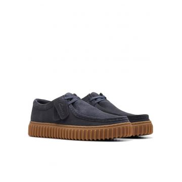 Pantofi -  casual - piele intoarsa - albastru -