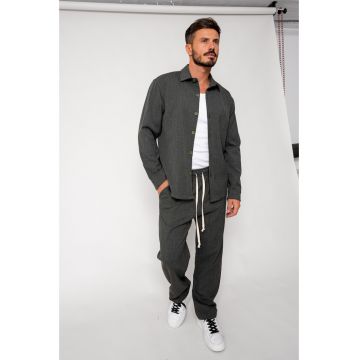 Set camasa cu nasturi si pantalon lung Grey Anthracite 18187