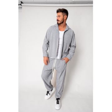Set Camasa si Pantalon Lung din reiat Grey 18124