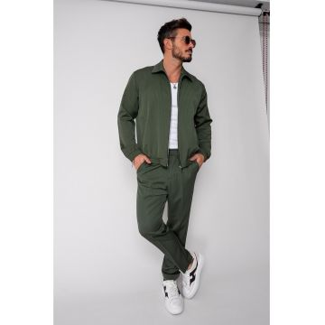 Set Caruso Jacheta cu fermoar si pantalon lung Kaki New 18717