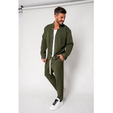 Set Como Camasa V-cut si pantaloni lungi Kaki 18209