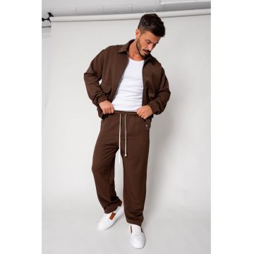 Set Dario Jacheta cu fermoar si pantalon lung Brown 18170