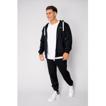 Set hanorac cu fermoar si pantalon Black 18505