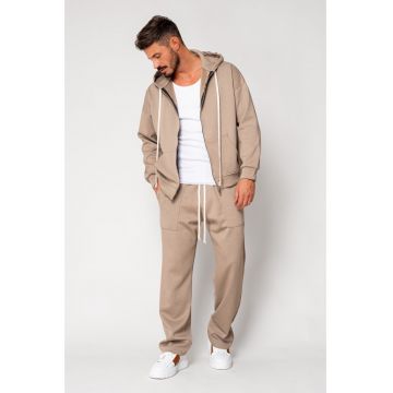 Set Jacheta cu fermoar si Pantalon lung Taupe 18079
