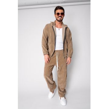 Set Velvet Hanorac cu fermoar si pantalon lung Beige 18633