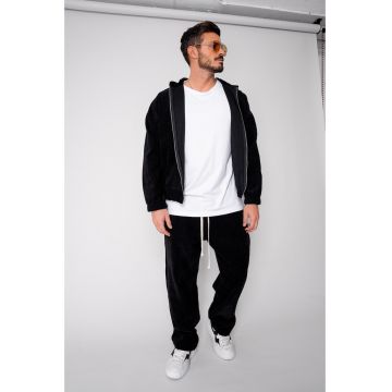 Set Velvet Hanorac cu fermoar si pantalon lung Black 18641