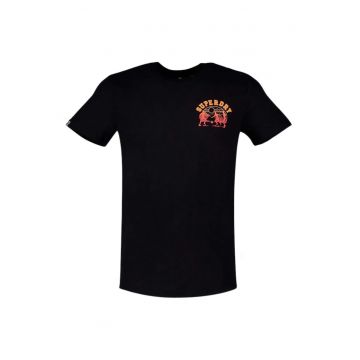 Tricou cu decolteu la baza gatului si logo -