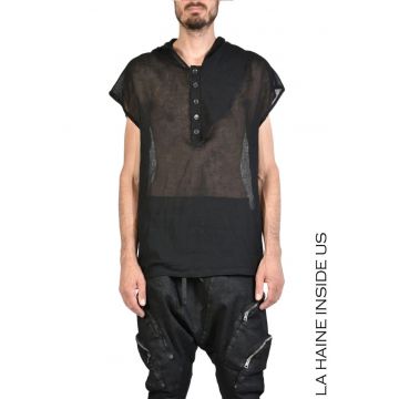 Tricou de vară ușor transparent asimetric fără mâneci