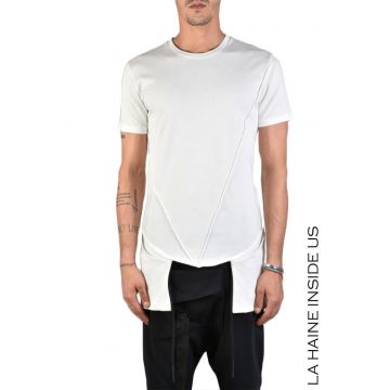 Tricou slim asimetric - cusaturi in relief