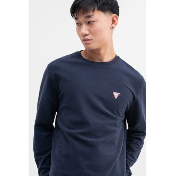 Bluza cu decolteu la baza gatului si aplicatie logo