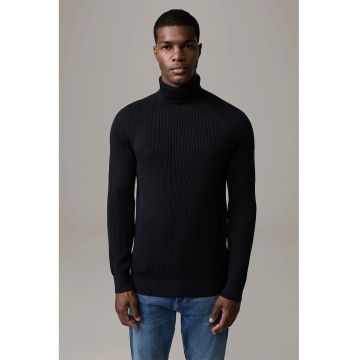 Bluza cu guler inalt cu croi clasic texturata
