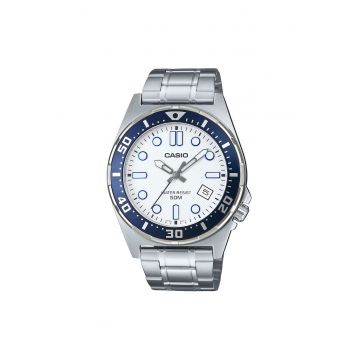 Ceas barbatesc -  Diver - inox - 43.5mm - argintiu/albastru