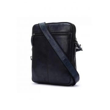 Geanta crossbody barbati  MHA-177 - piele naturala - bleumarin