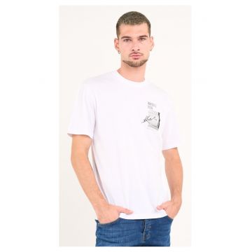 Kenvelo - Tricou barbat cu maneca scurta si imprimeu ( WHITE - Material: Bumbac
