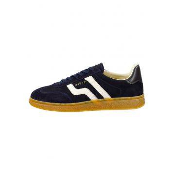 Pantofi sport de piele cu siret - Albastru inchis