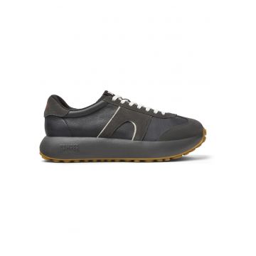Pantofi sport wedge cu segmente de piele nabuc Athens
