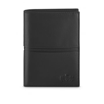 Portofel barbati - ® - ZG-N4-F15 - Fabriano - Piele naturala - 9.3x12.7x3 cm - Negru
