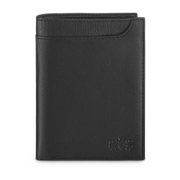 Portofel barbati  piele naturala - RFID - 12.7x9.3x3 cm - Negru