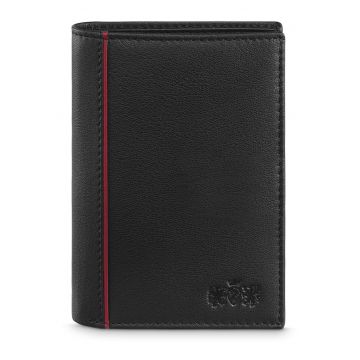 Portofel barbati - ® - ZG-N4-F16 - Fabriano - Piele naturala - 9.3x12.7x3 cm - Negru